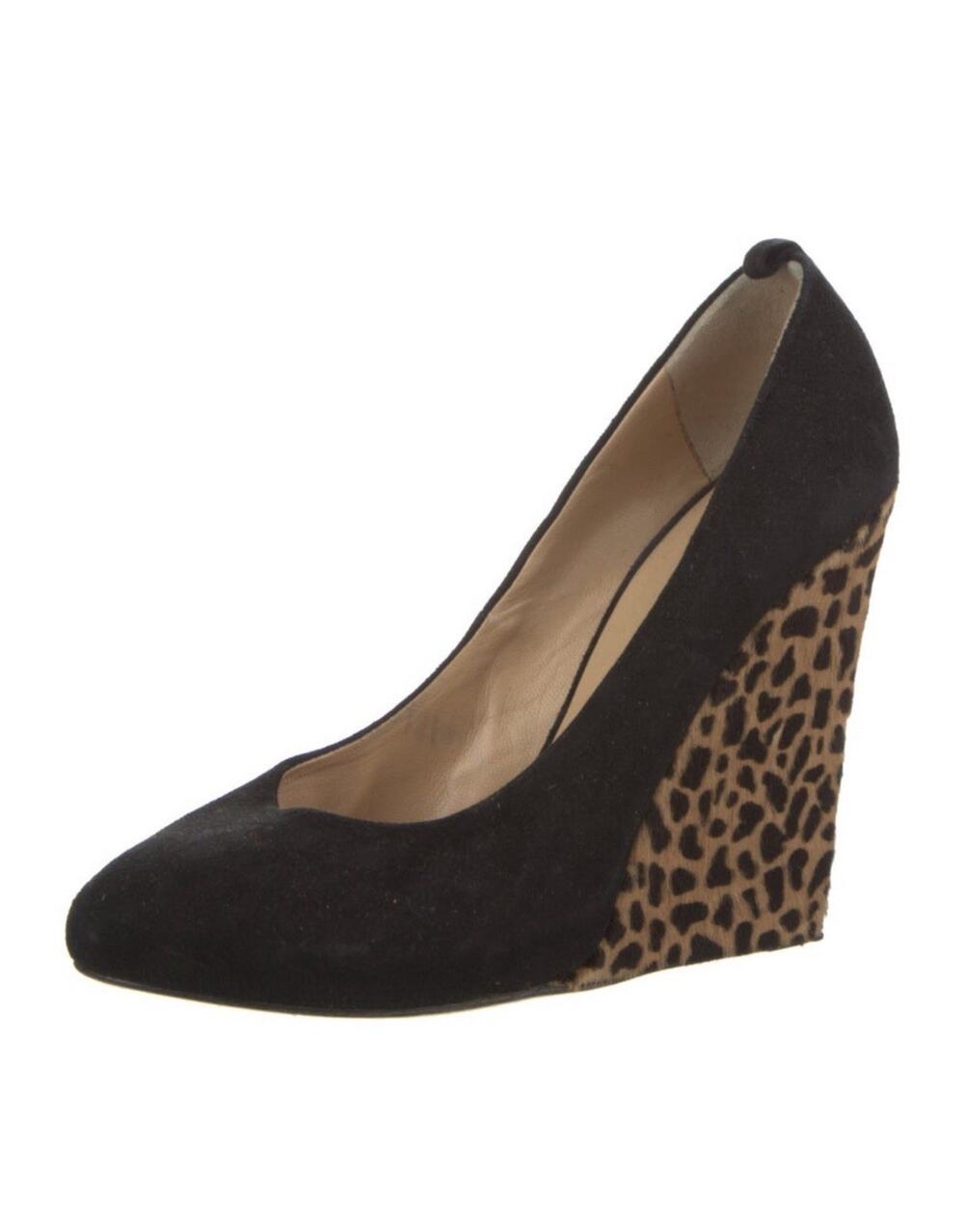 Giuseppe ZANOTTI Black Suede Pony Hair Platform Wedge Shoes IT 37 US 7